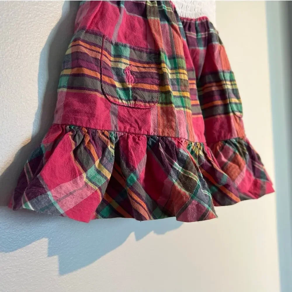 Ralph Lauren Smocked Plaid Cap Sleeve Dress – Baby Girl 6 Months